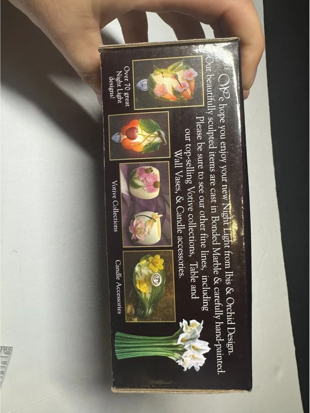 Ibis & Orchid Design Flowers Of Light Nightlight - Cedar Waxwing NIB